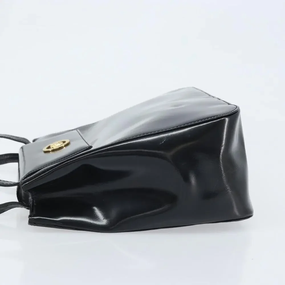 Gianni Versace Patent Leather Tote Bag Black